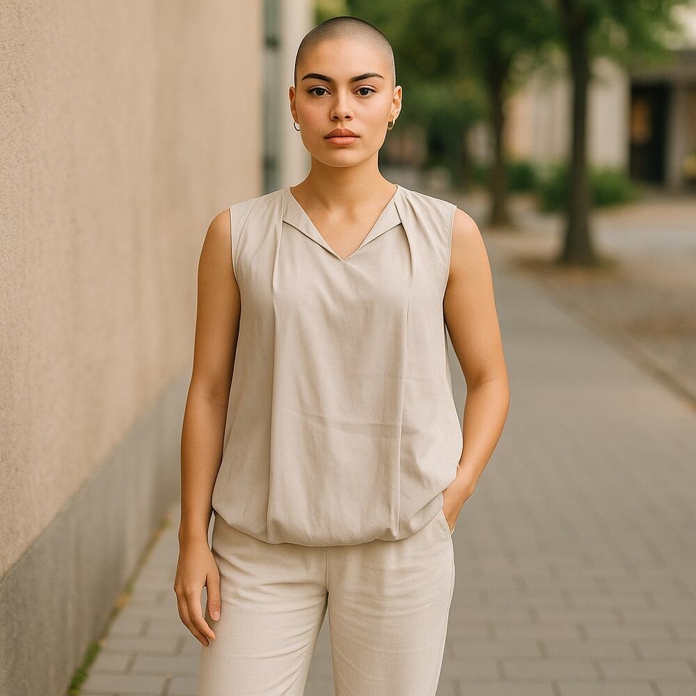 LOFT Womens Tank Blouse Size Small Tan Gray V-Neck Ann Taylor NEW
